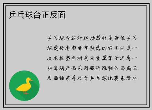乒乓球台正反面