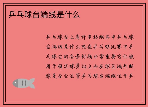 乒乓球台端线是什么