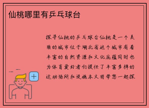 仙桃哪里有乒乓球台